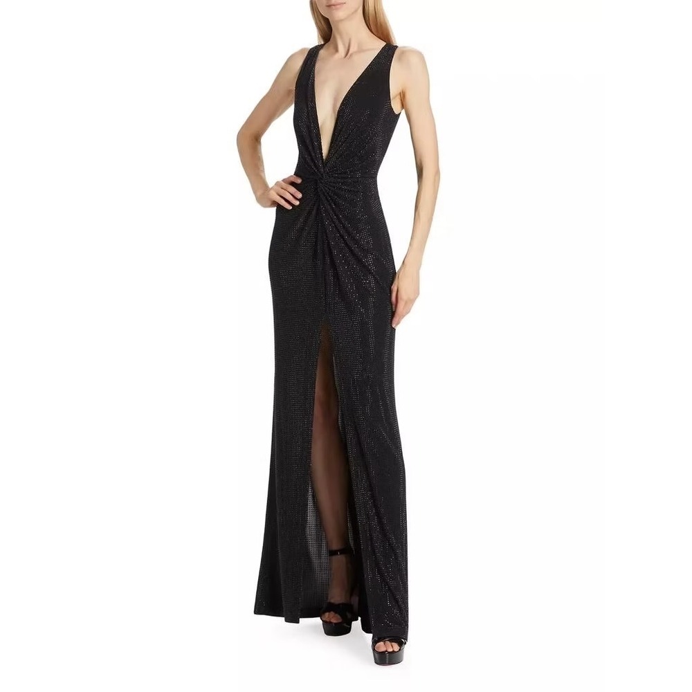 NWT Ramy Brook Rosalyn Studded V Neck Gown‎ / Beaded Throughout / Size 8